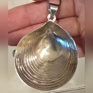 Sterling Silver 925 Taxco Shell Pendant Necklace